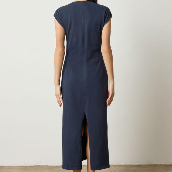 Side Tuck Maxi Dress Womens Dress Navy A2