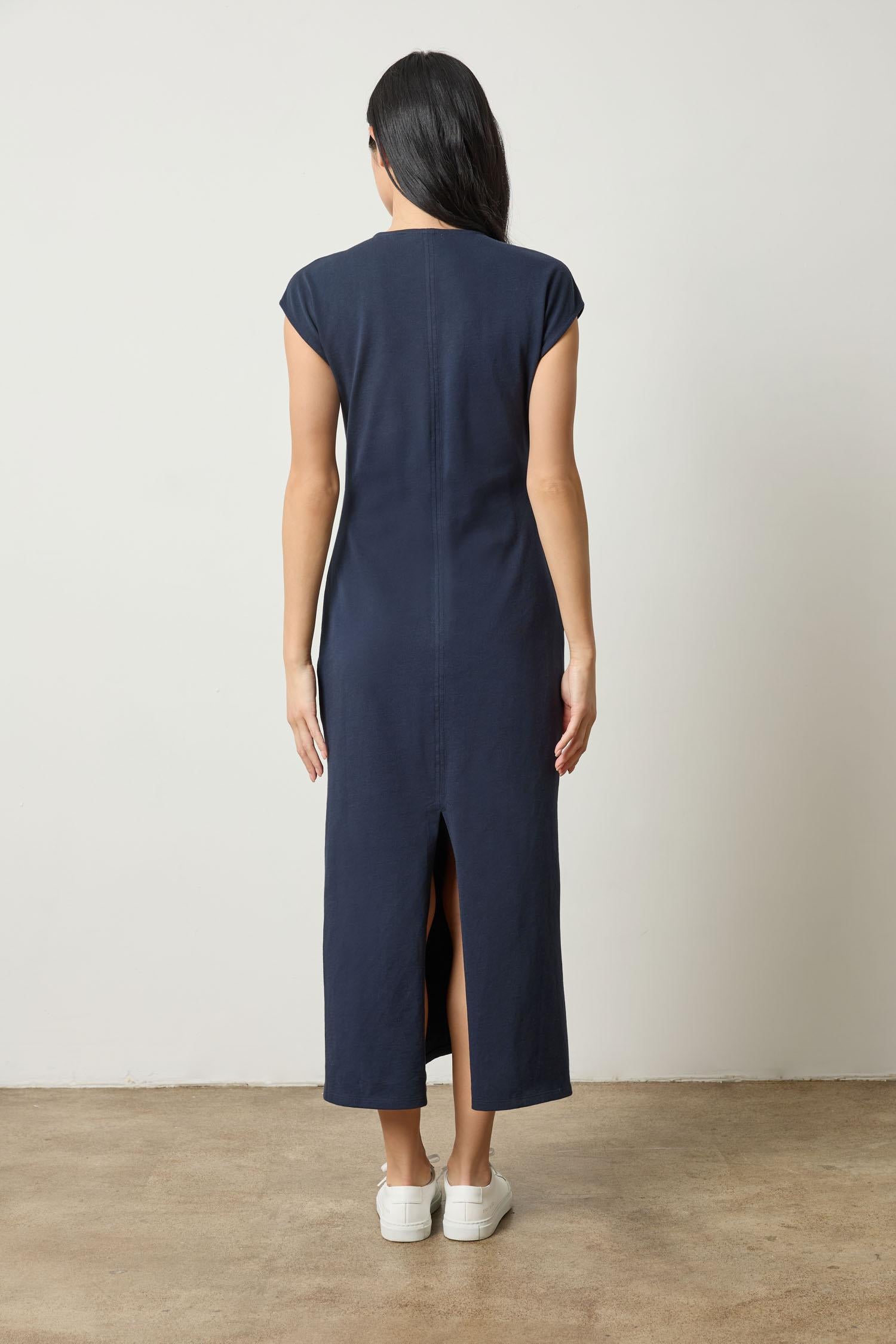 Side Tuck Maxi Dress Womens Dress Navy A2