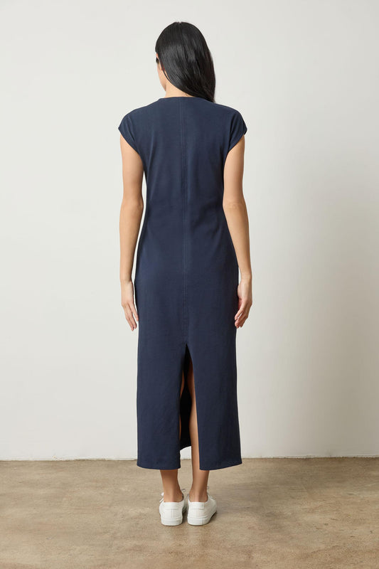 Side Tuck Maxi Dress in color Navy Image A2