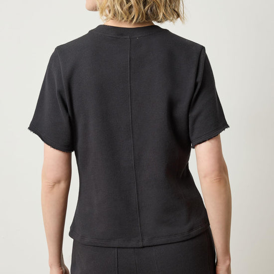 Darted Elbow Sleeve Womens Top Black A2
