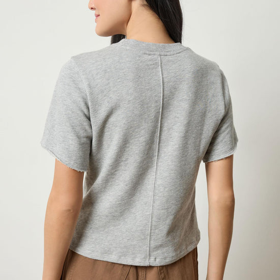 Darted Elbow Sleeve Womens Top Heather Grey A2