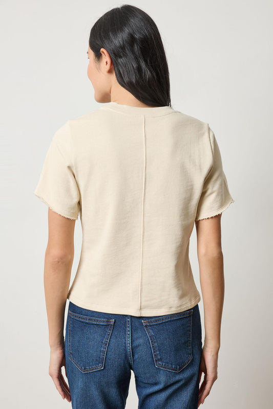 Darted Elbow Sleeve Womens Top Muslin A2