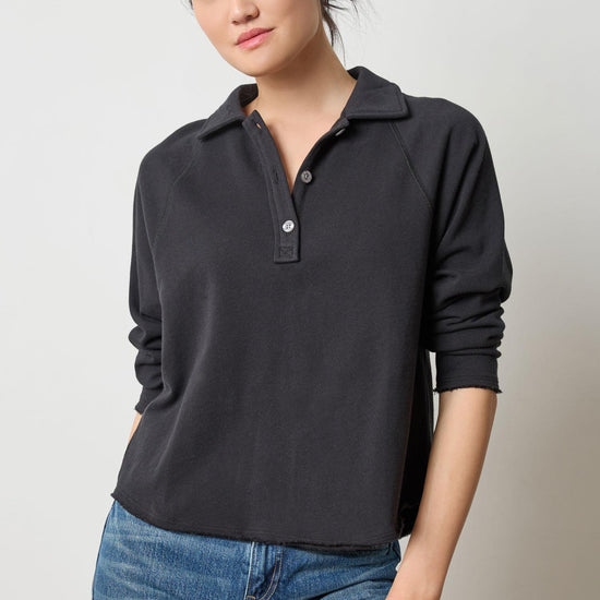 Shirttail Polo Womens Top Black A1