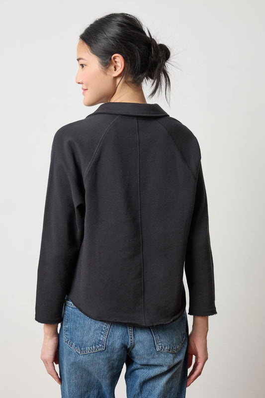 Shirttail Polo Womens Top Black A2