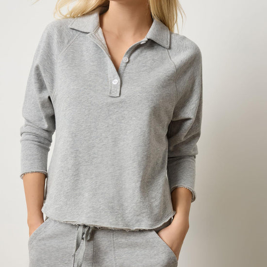 Shirttail Polo Womens Top Heather Grey A1