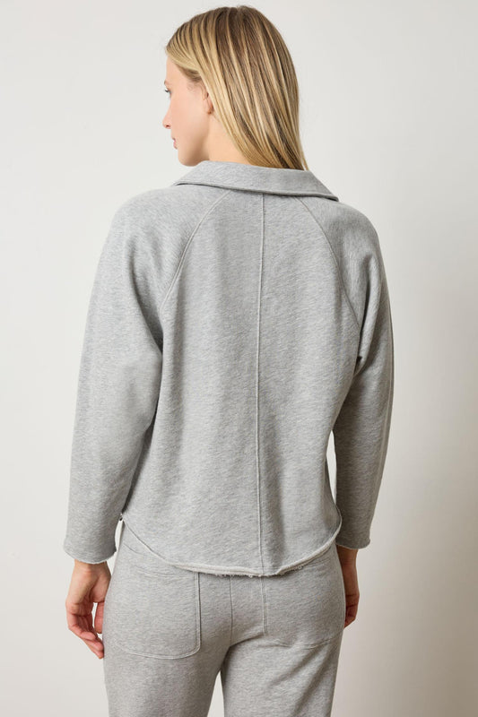 Shirttail Polo Womens Top Heather Grey A2