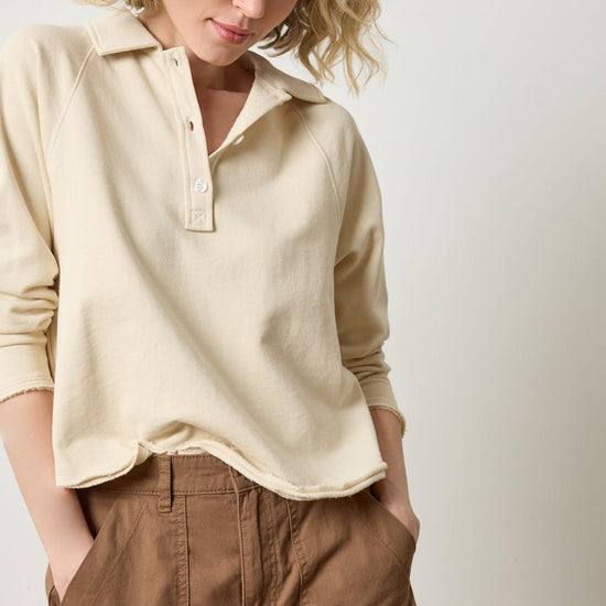 Shirttail Polo Womens Top Muslin A3