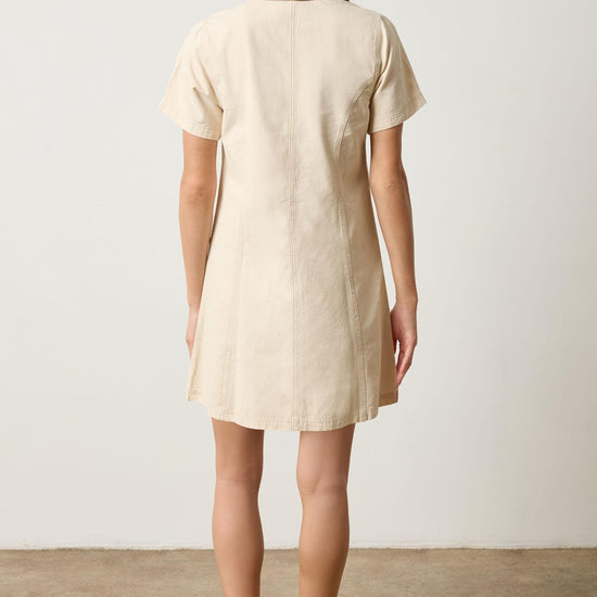 Twill Paneled Shirt Dress Womens Dress Eggshell A2