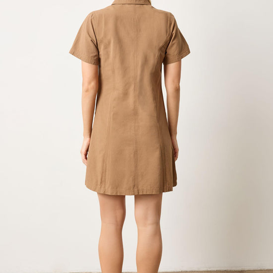 Twill Paneled Shirt Dress Womens Dress Pecan A2