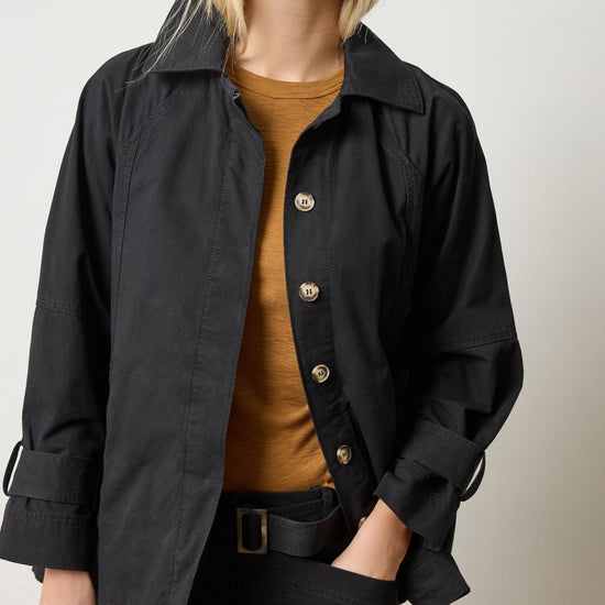Collared Twill Jacket in color Black Image A1