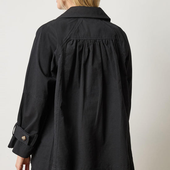Collared Twill Jacket in color Black Image A2