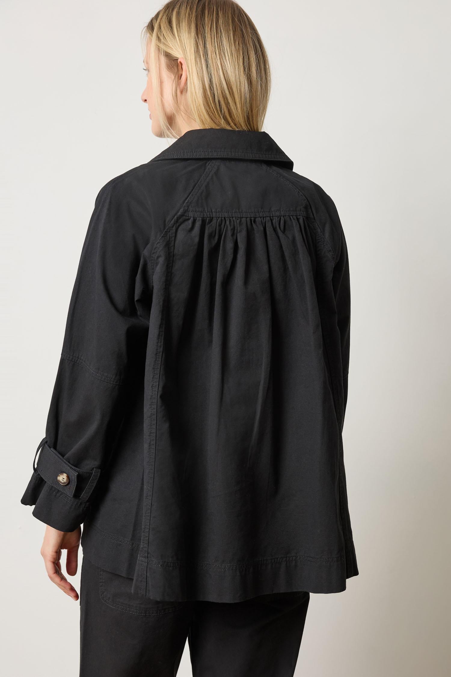 Collared Twill Jacket in color Black Image A2
