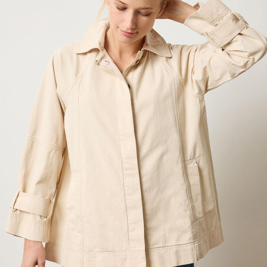 Collared Twill Jacket in color Eggshell Image A1
