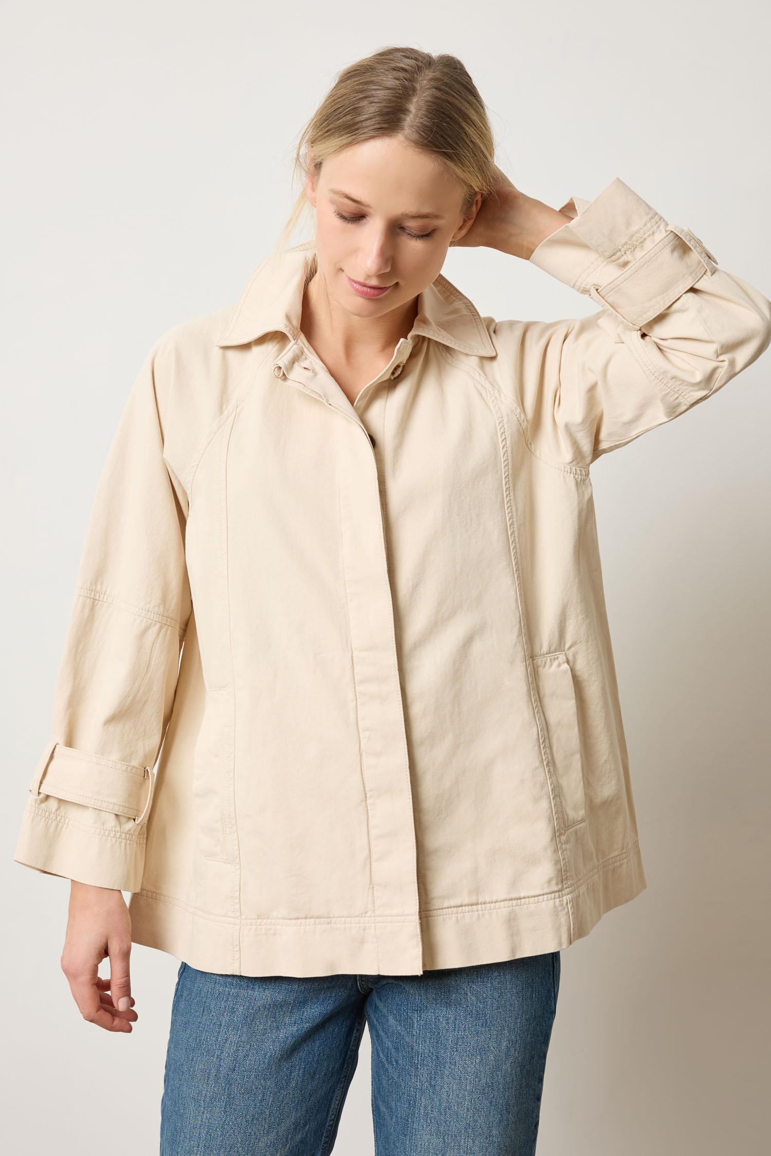Collared Twill Jacket in color Eggshell Image A1