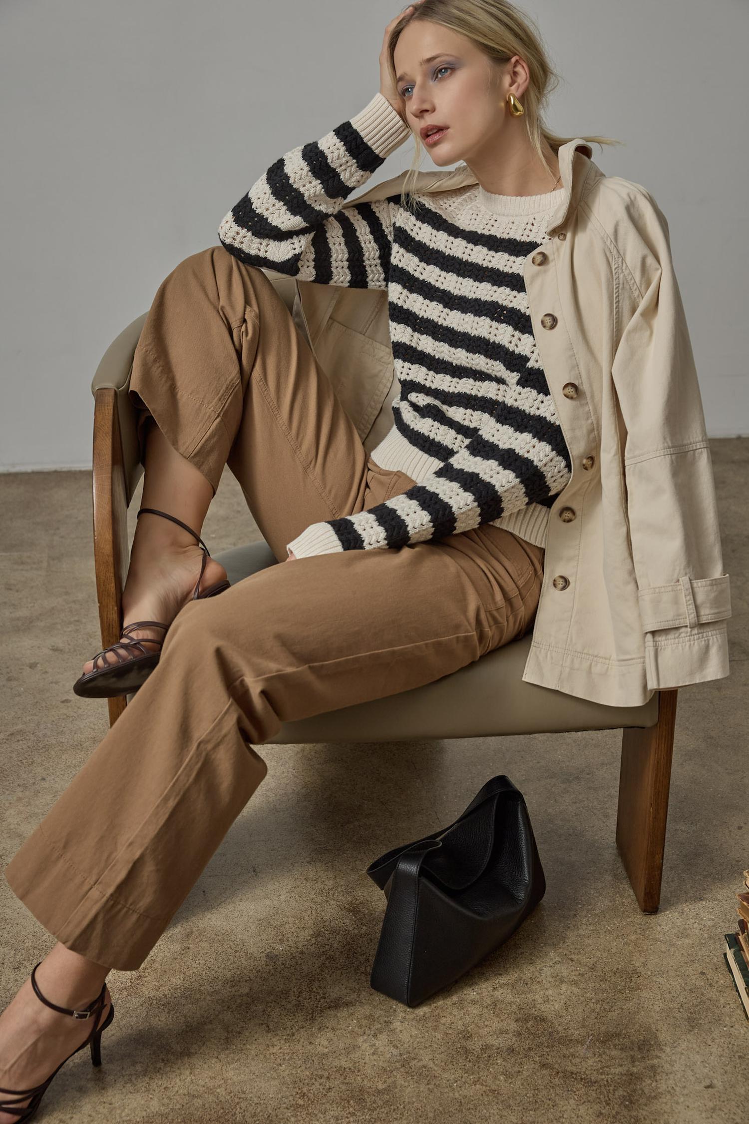 Collared Twill Jacket in color Eggshell Image C1