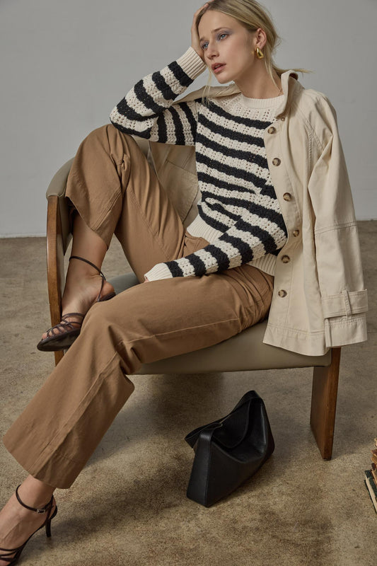 Collared Twill Jacket in color Eggshell Image C1
