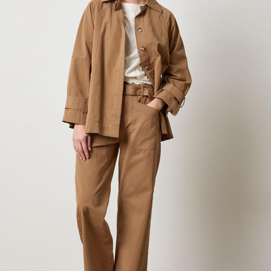 Collared Twill Jacket in color Pecan Image A0
