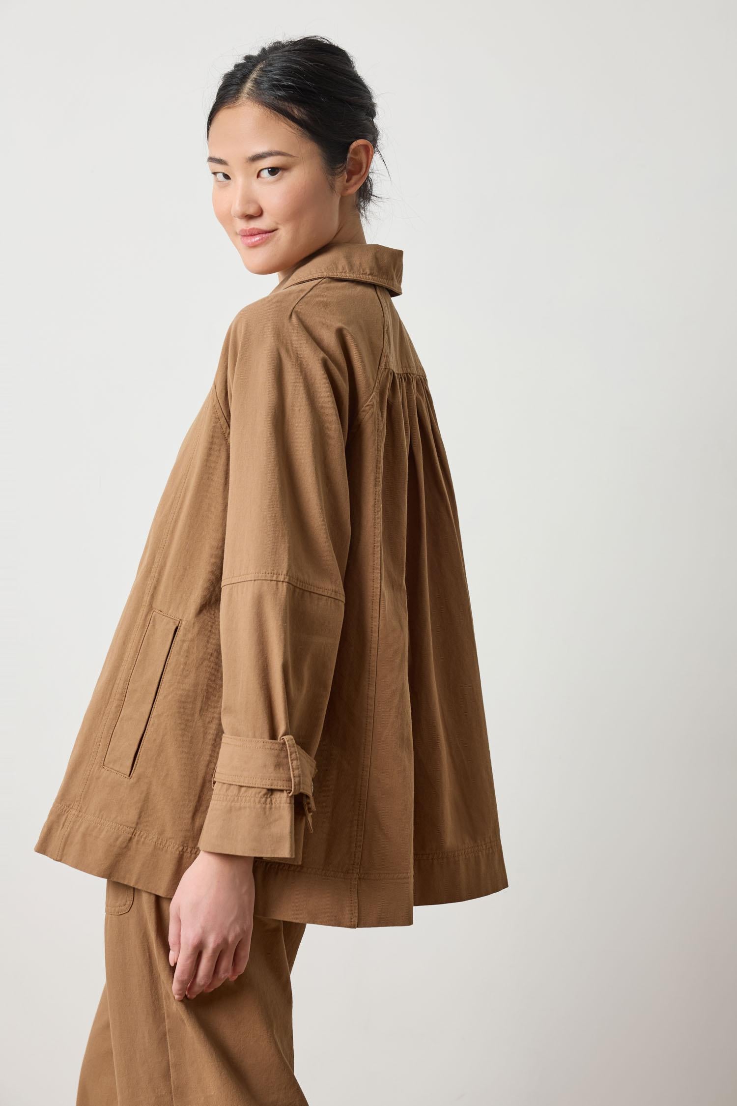 Collared Twill Jacket in color Pecan Image A3