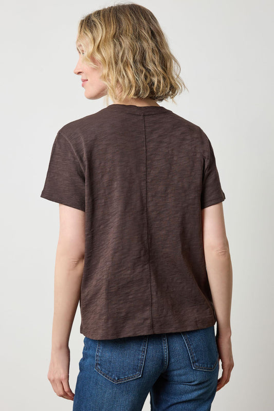 Boyfriend V-Neck Womens Top Espresso A2