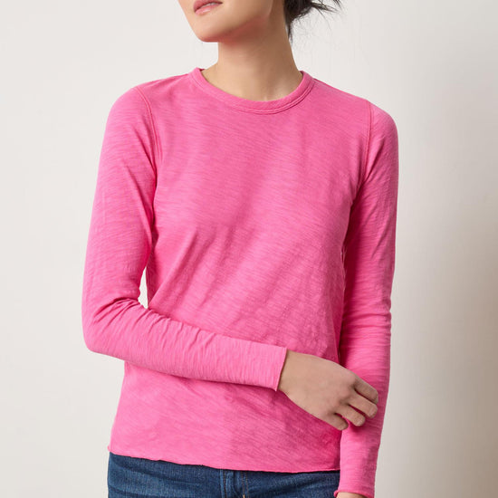 Long Sleeve Bias Crewneck in color Rosebud Image A1