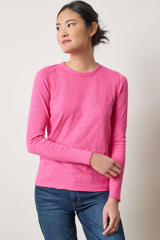 Long Sleeve Bias Crewneck in color Rosebud Image A1