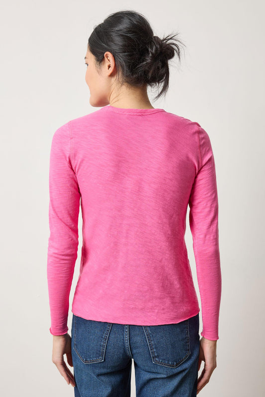 Long Sleeve Bias Crewneck in color Rosebud Image A2