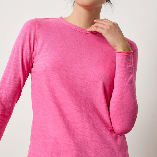Long Sleeve Bias Crewneck in color Rosebud Image A3