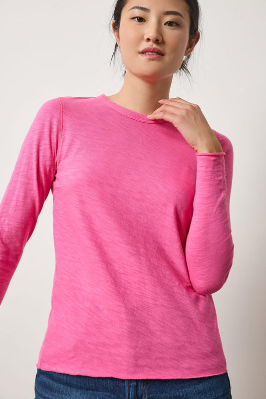 Long Sleeve Bias Crewneck in color Rosebud Image A3