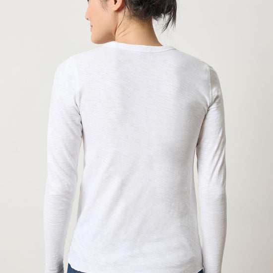 Long Sleeve Bias Crewneck in color White Image A2