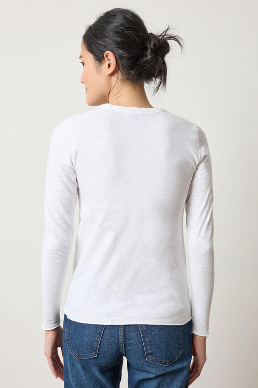 Long Sleeve Bias Crewneck in color White Image A2