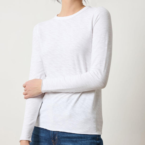 Long Sleeve Bias Crewneck in color White Image A3