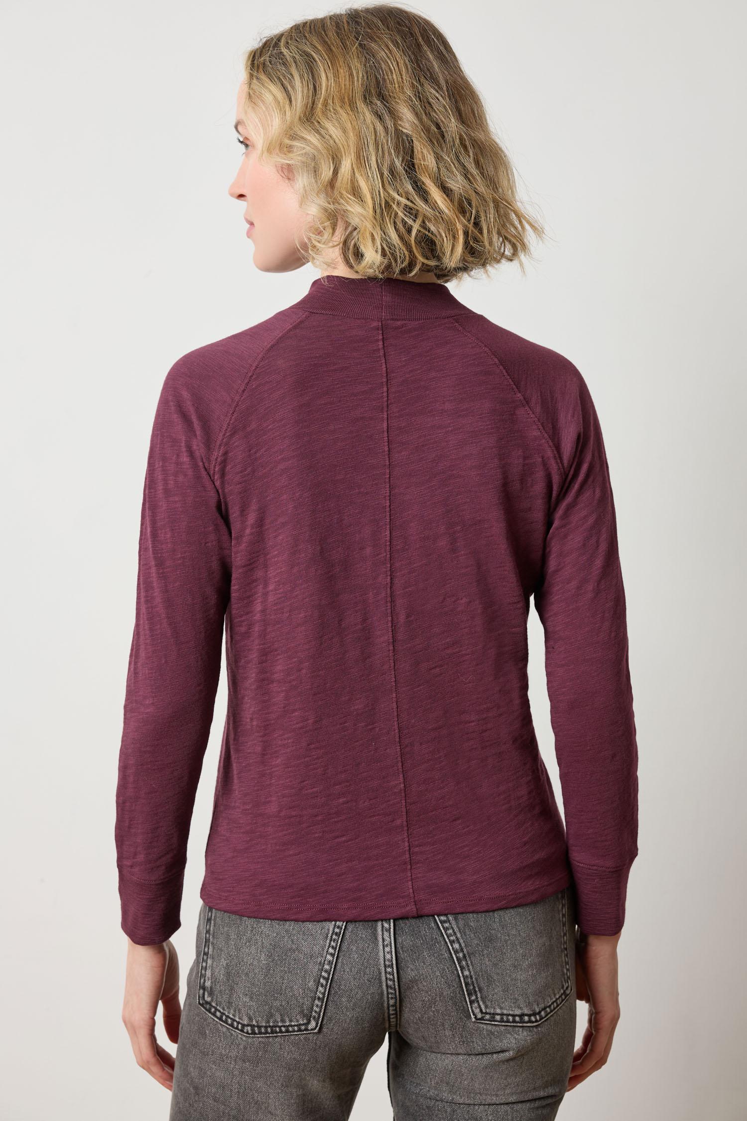 Raglan Mock Neck Womens Top Merlot A2