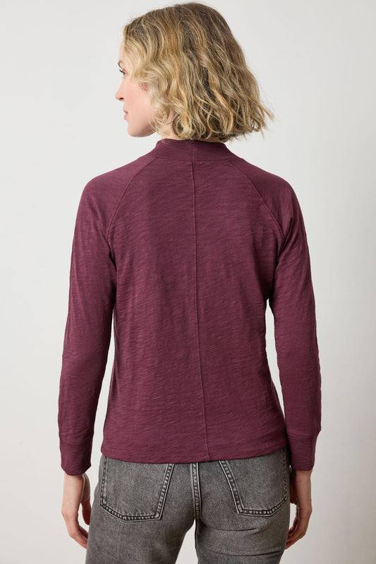 Raglan Mock Neck Womens Top Merlot A2