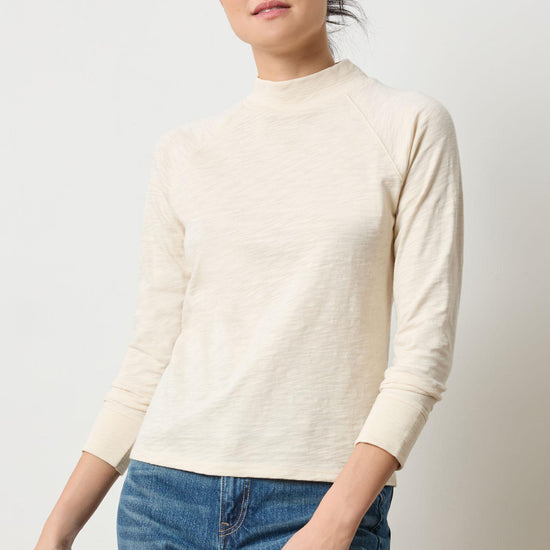Raglan Mock Neck Womens Top Stone A1