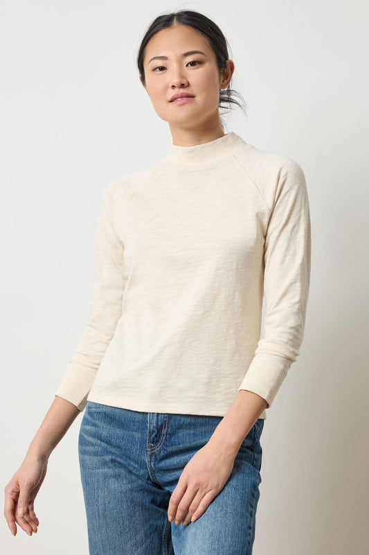 Raglan Mock Neck Womens Top Stone A1