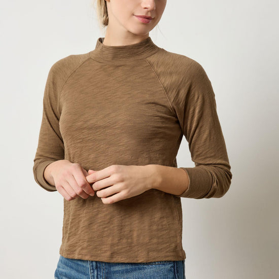 Raglan Mock Neck Womens Top Truffle A1