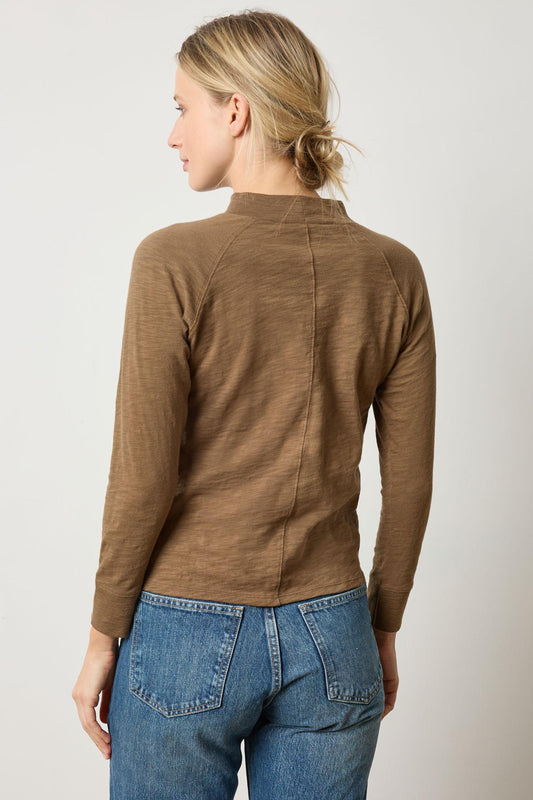 Raglan Mock Neck Womens Top Truffle A2