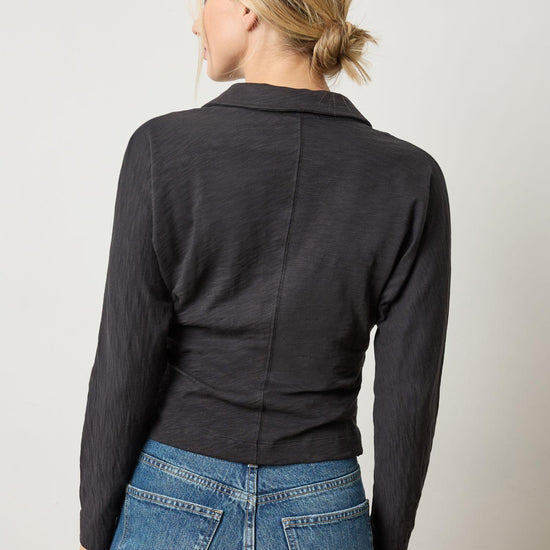 Side Pleat Button Down in color Black Image A2