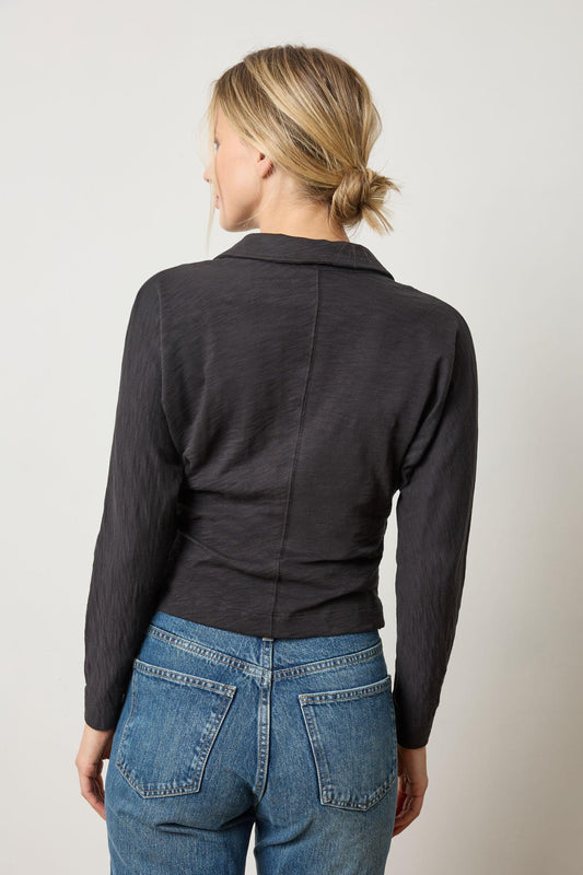 Side Pleat Button Down in color Black Image A2
