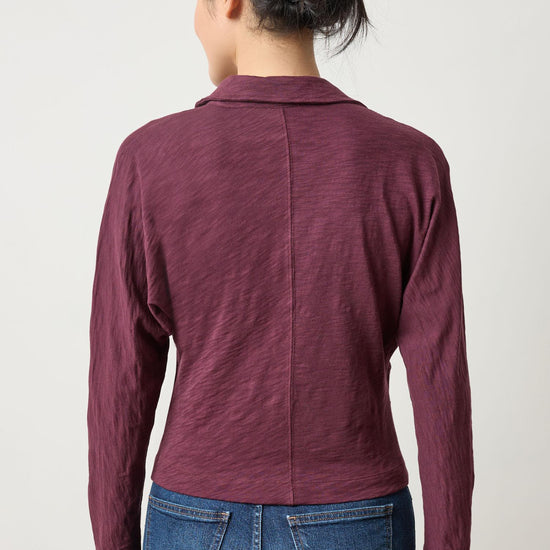 Side Pleat Button Down in color Merlot Image A2