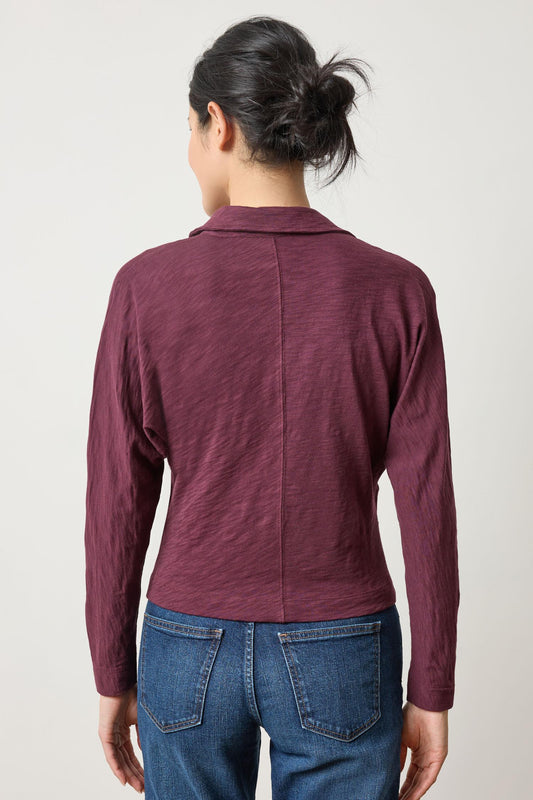 Side Pleat Button Down in color Merlot Image A2