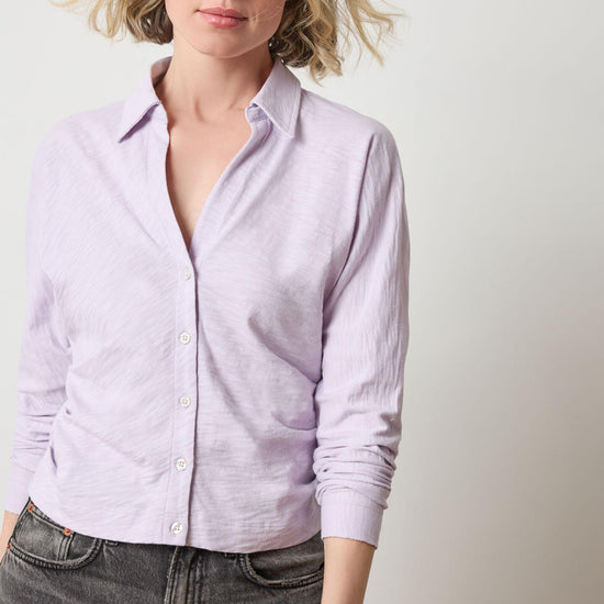 Side Pleat Button Down in color Orchid Image A1