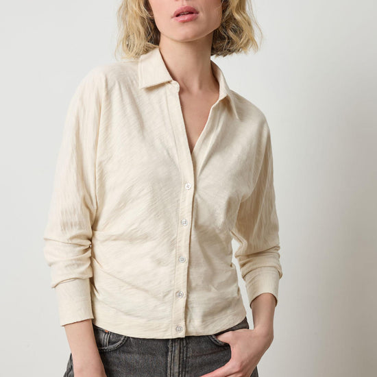 Side Pleat Button Down in color Stone Image A1