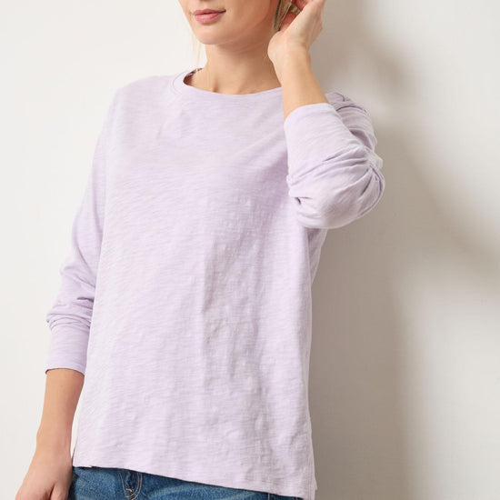 Long Sleeve Boyfriend Tee Womens Top Orchid A1