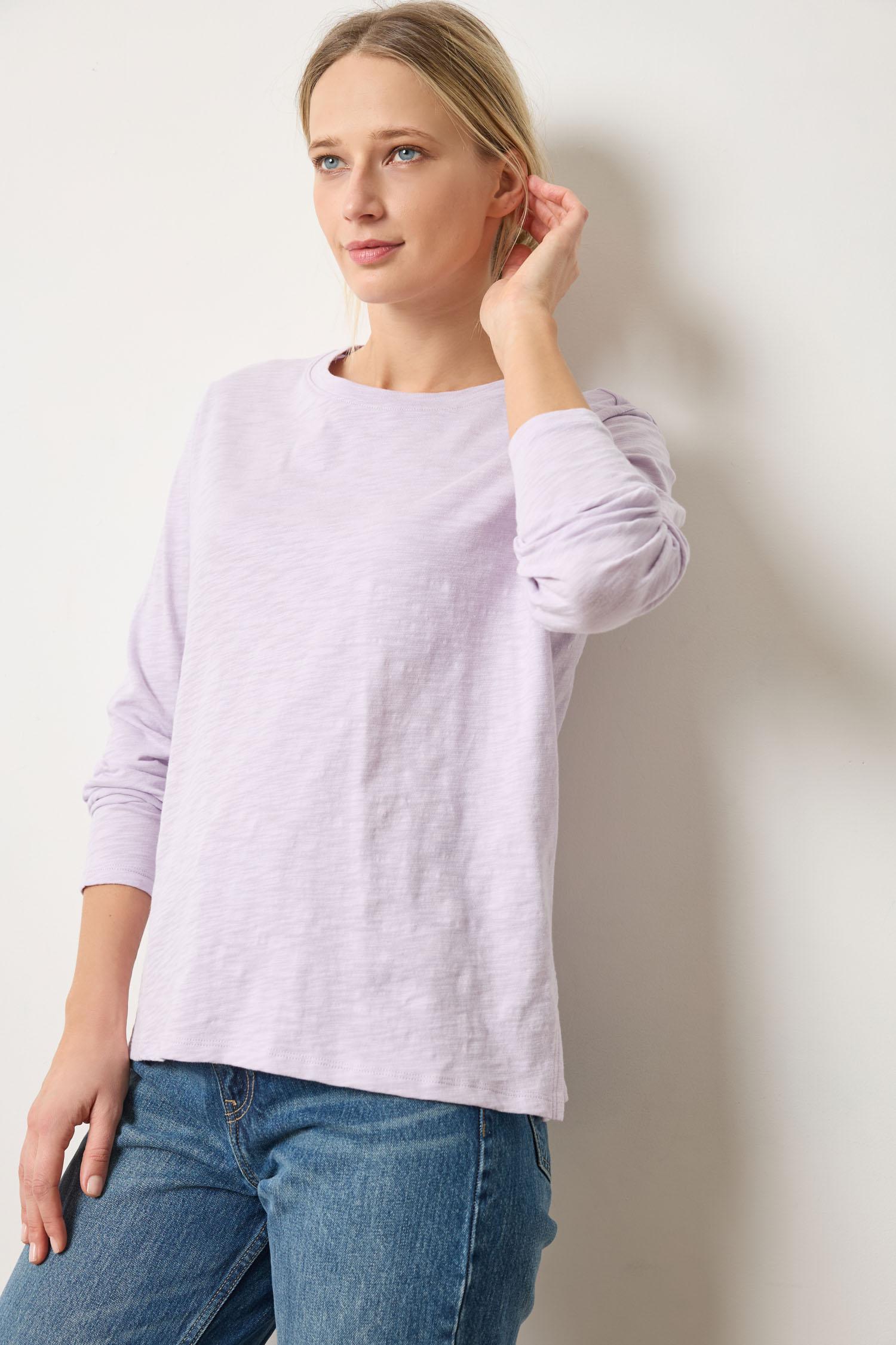 Long Sleeve Boyfriend Tee Womens Top Orchid A1