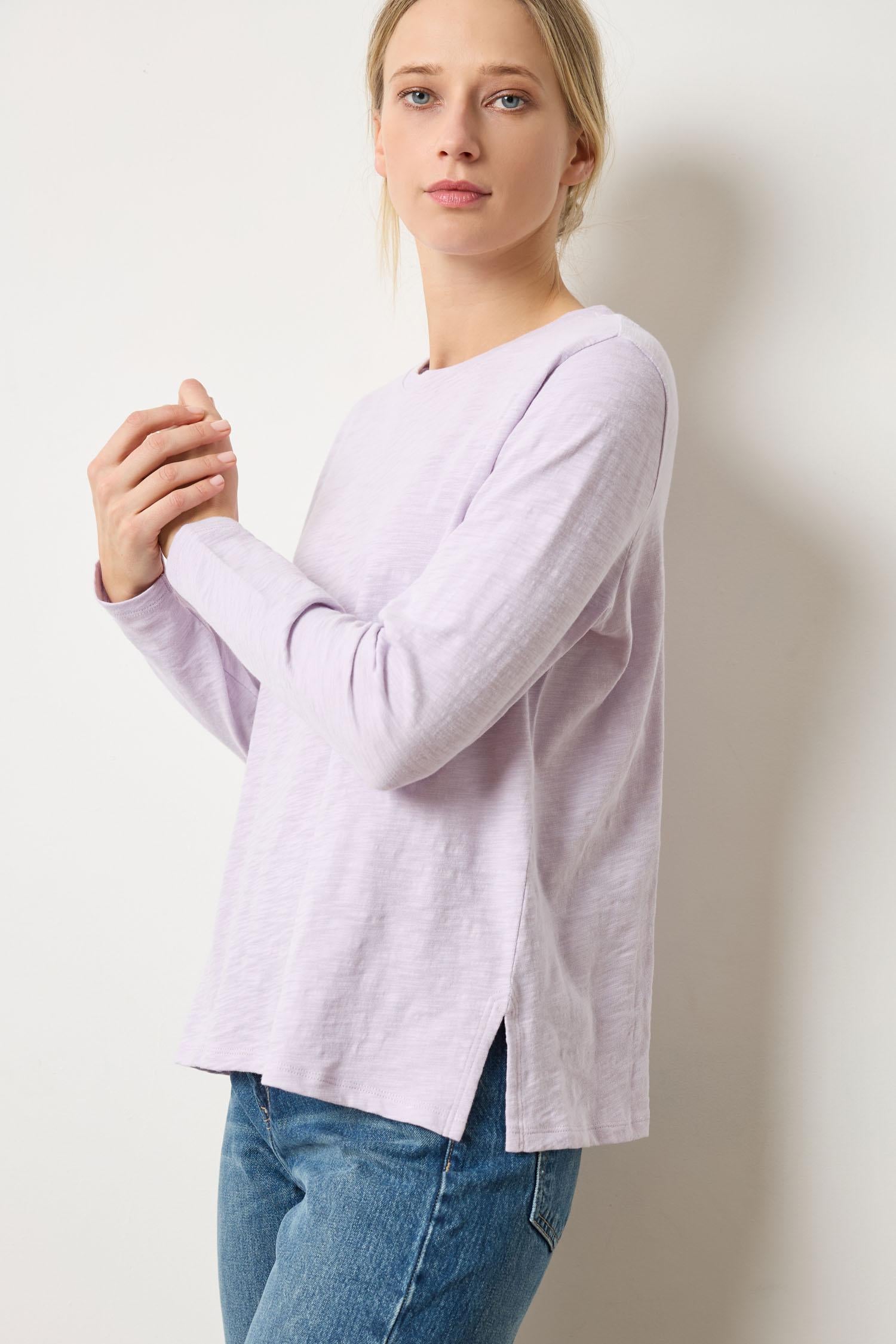Long Sleeve Boyfriend Tee Womens Top Orchid A3