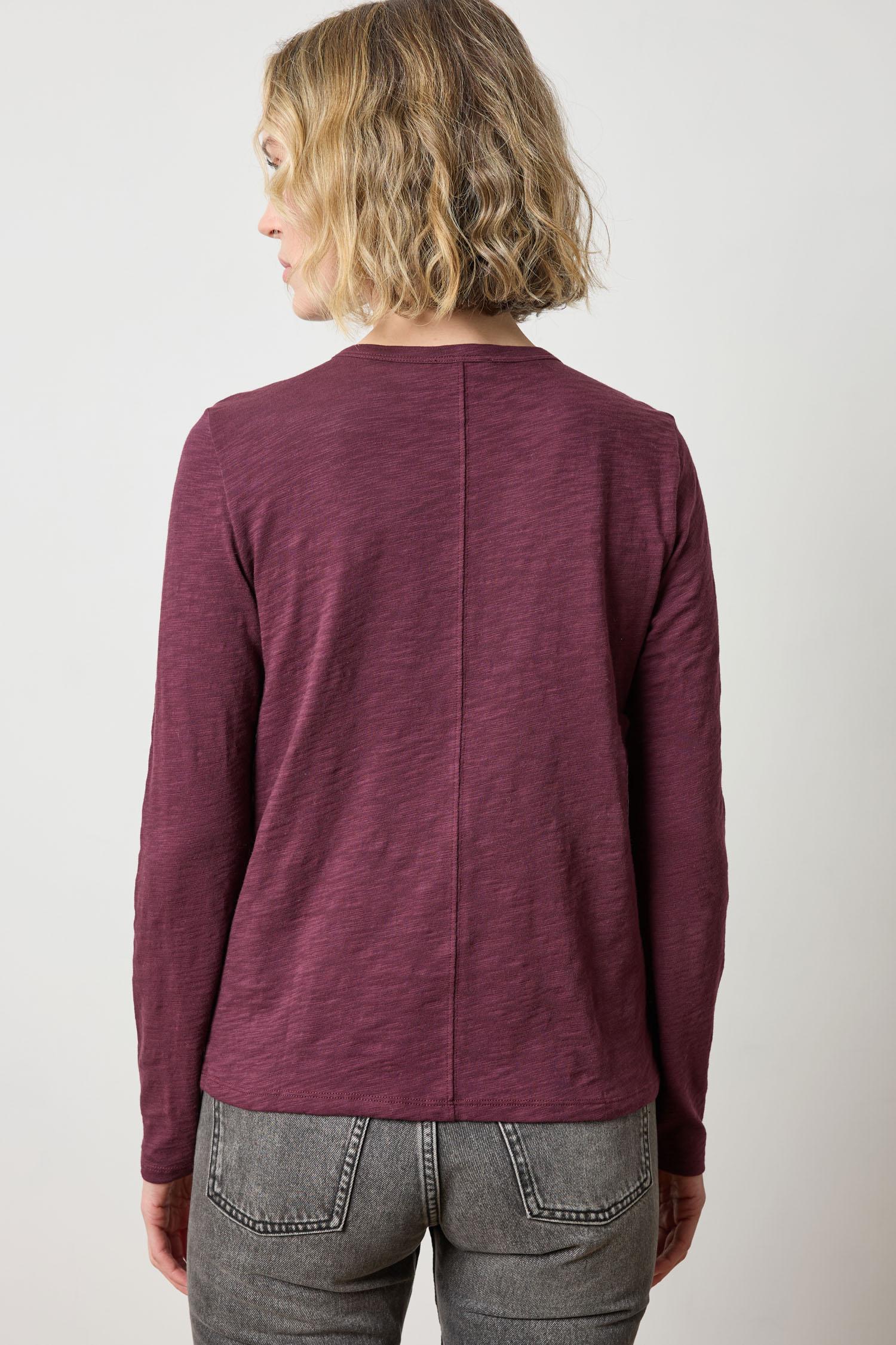 Long Sleeve Crewneck Womens Top Merlot A2