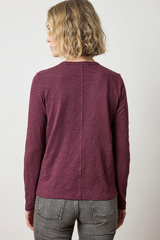 Long Sleeve Crewneck Womens Top Merlot A2