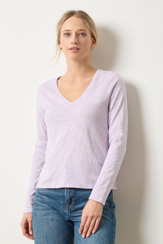 Long Sleeve V-Neck Womens Top Orchid A1