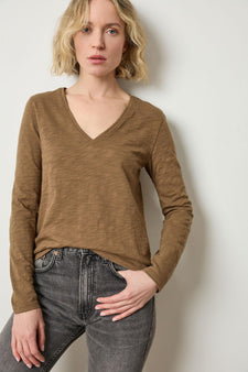 Long Sleeve V-Neck Womens Top Truffle A1